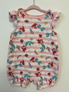 Disney Pink Striped Little Mermaid Romper